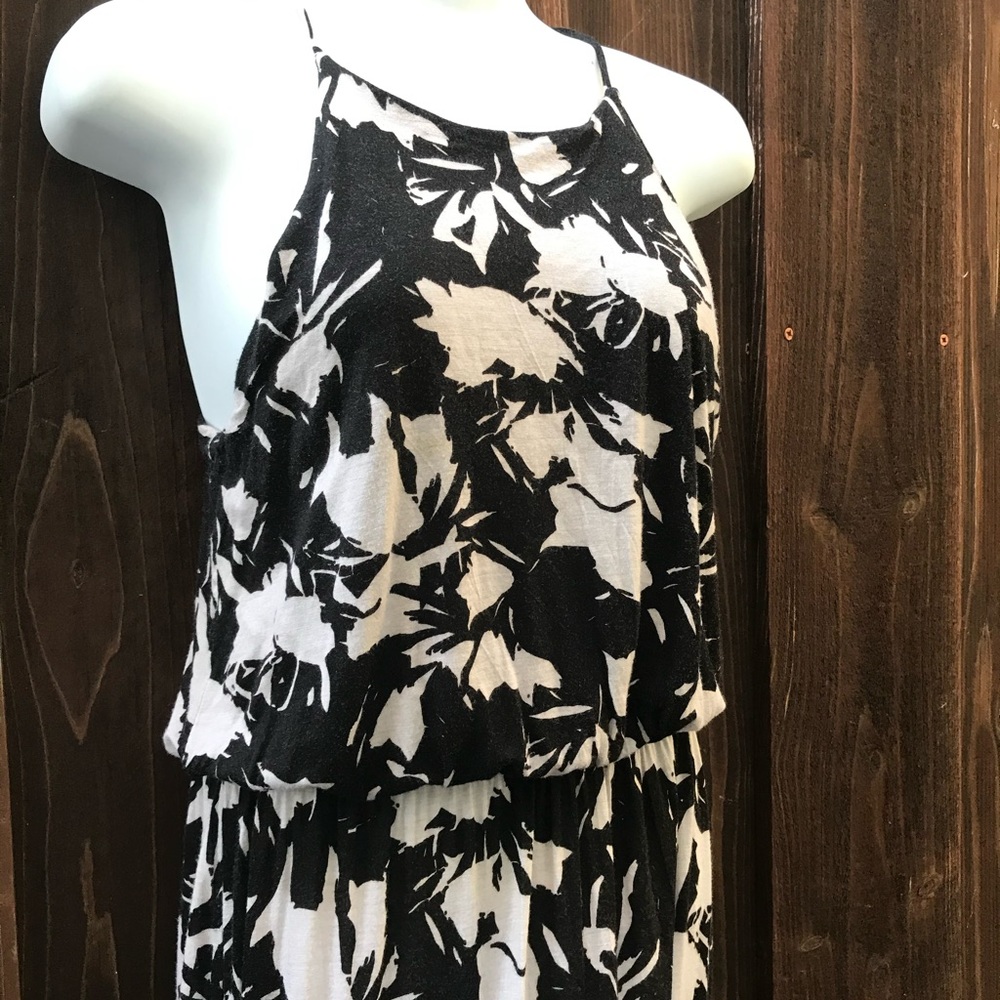 SOLD Black and white maxi halter dress